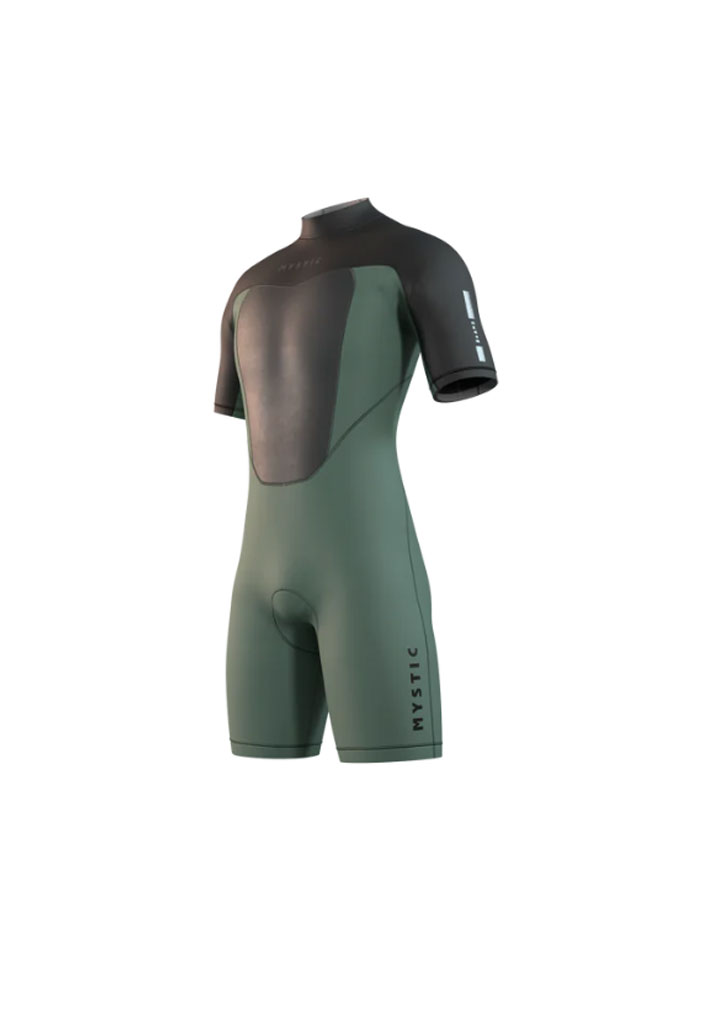 MUTA NEOPRENE MYSTIC BRAND SHORTY 3/2mm BZIP FLATLOCK 643 DARK OLIVE (Taglia S)