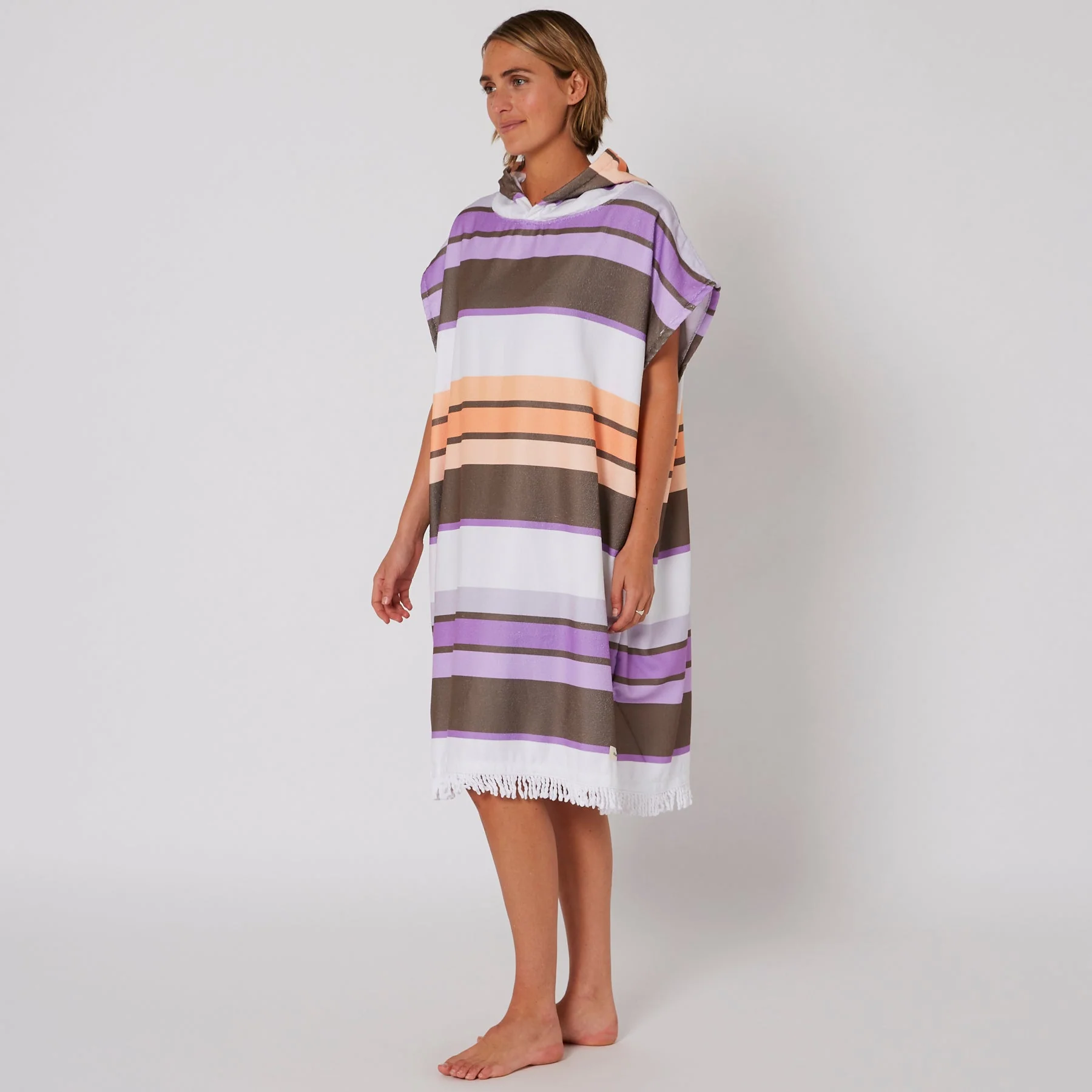 Ocean & Earth Ladies Sunkissed Hooded Poncho - Color : Apricot Blush