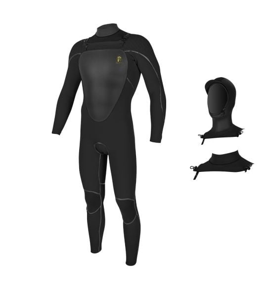 O'neill Mutant Legend 5/4 Chest Zip W/Hood Full - "Color: BLK/BLK","Size: L"